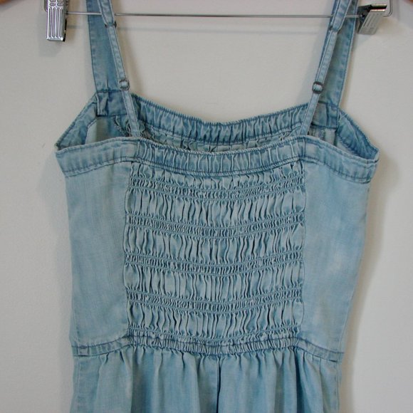 Ambercrombie & Fitch Shorts Romper Smock Top Ruched Blue Chambray Boho Small - Picture 12 of 14